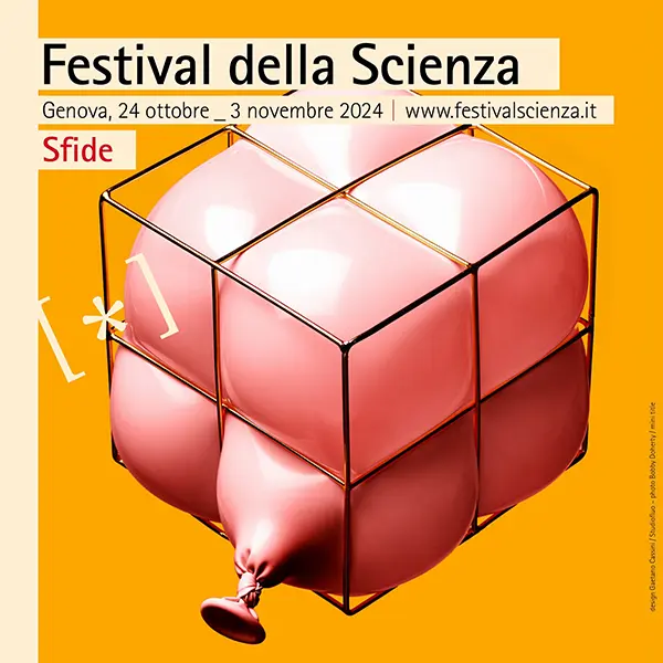 immagine festival scienza 2024 rappresentante un palloncino gonfiato dentro ad una gabbia a simboleggiare la parola chiave dell'edizione: sfide